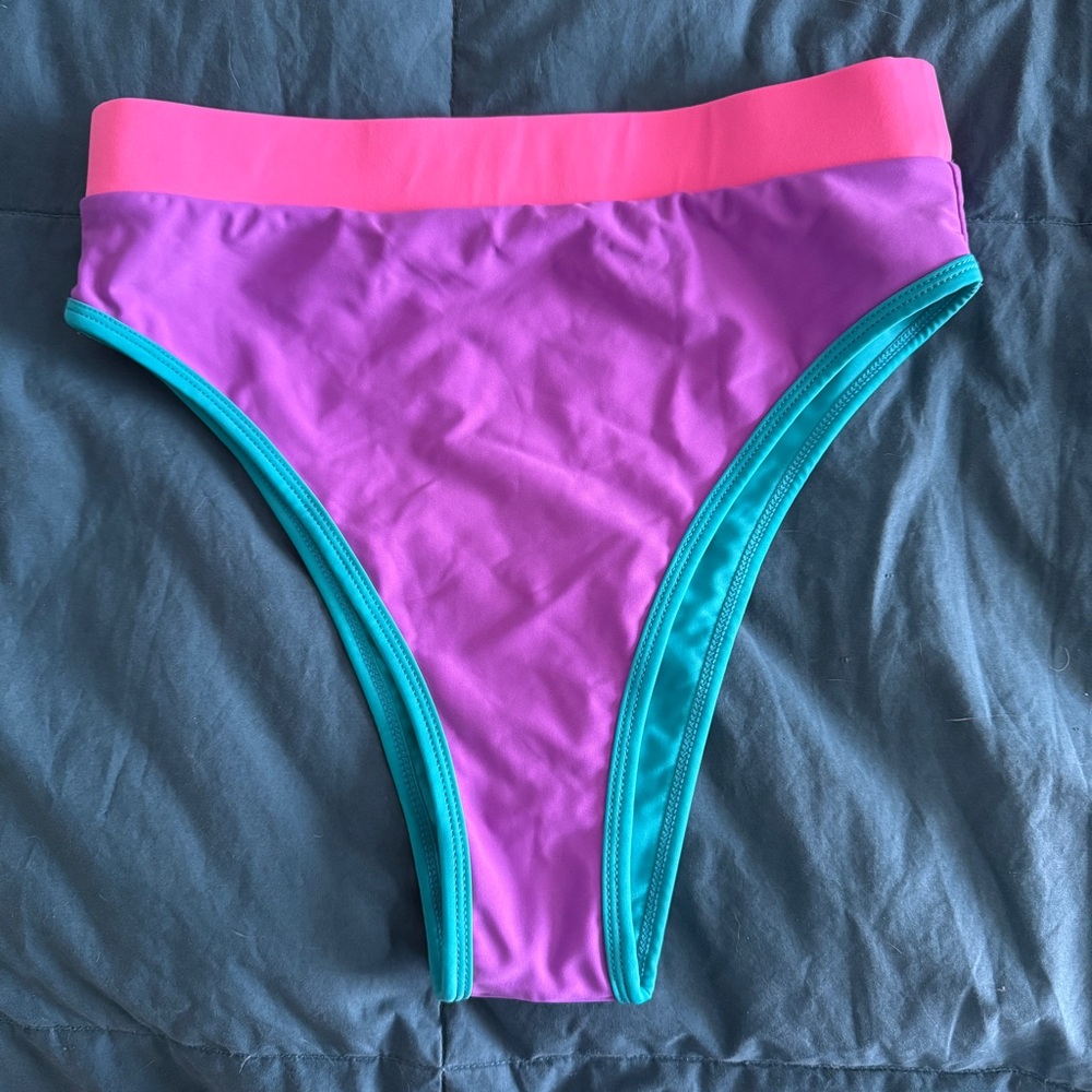 NEW 93 Play Street Chloe High Rise Bikini Bottoms - Retro Confetti color